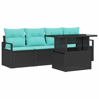 Tuin Sofa Set 5 st 4-Aantal zitplaatsen Zwart poly rattan