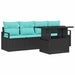 Tuin Sofa Set 5 st 4-Aantal zitplaatsen Zwart poly rattan