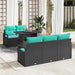Tuin Sofa Set 6 st 5-Aantal zitplaatsen Zwart en Blauw