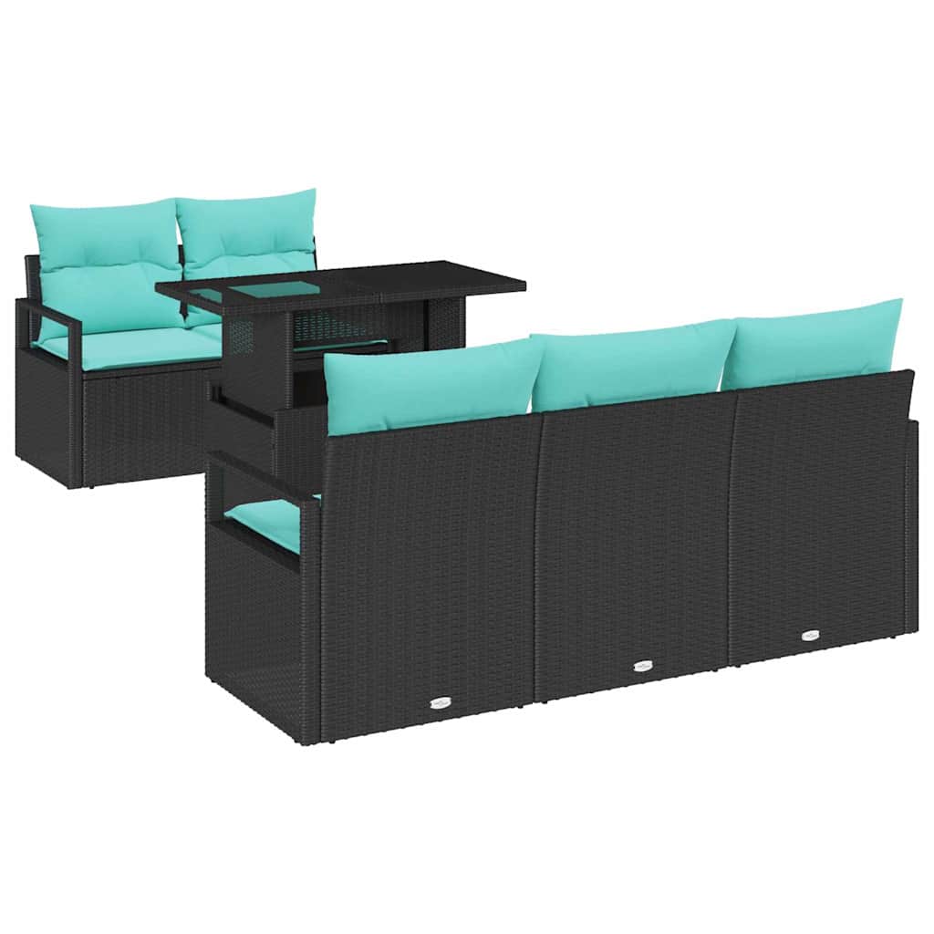 Tuin Sofa Set 6 st 5-Aantal zitplaatsen Zwart en Blauw