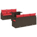 Tuin Sofa Set 7 st 6-Aantal zitplaatsen Bruin en Rood