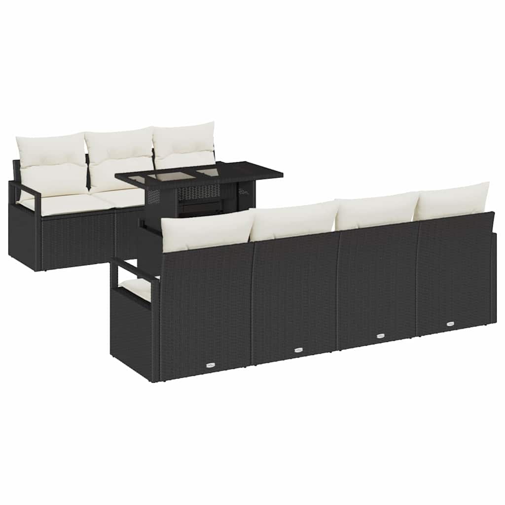Tuin Sofa Set 8 st 7-Aantal zitplaatsen Zwart en Crème