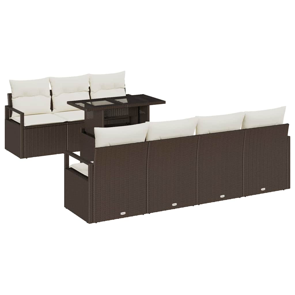 Tuin Sofa Set 8 st 7-Aantal zitplaatsen Bruin en Crème
