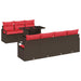 Tuin Sofa Set 8 st 7-Aantal zitplaatsen Bruin en Rood