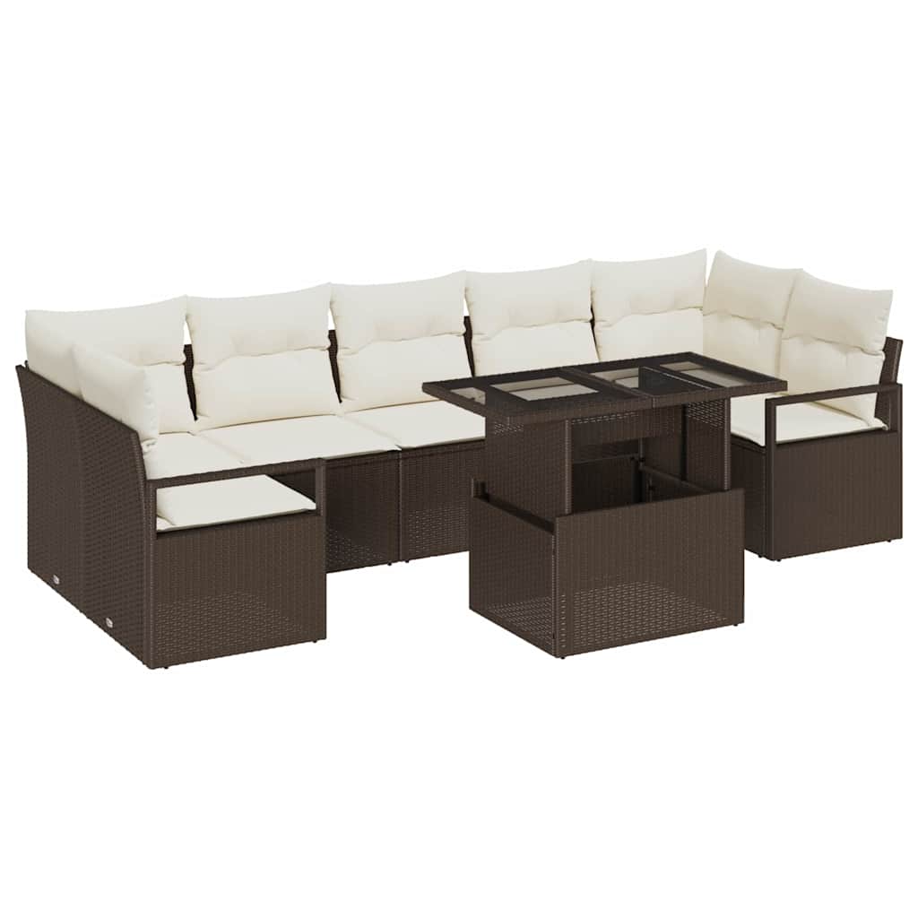 Tuin Sofa Set 8 st 7-Aantal zitplaatsen Bruin en Crème