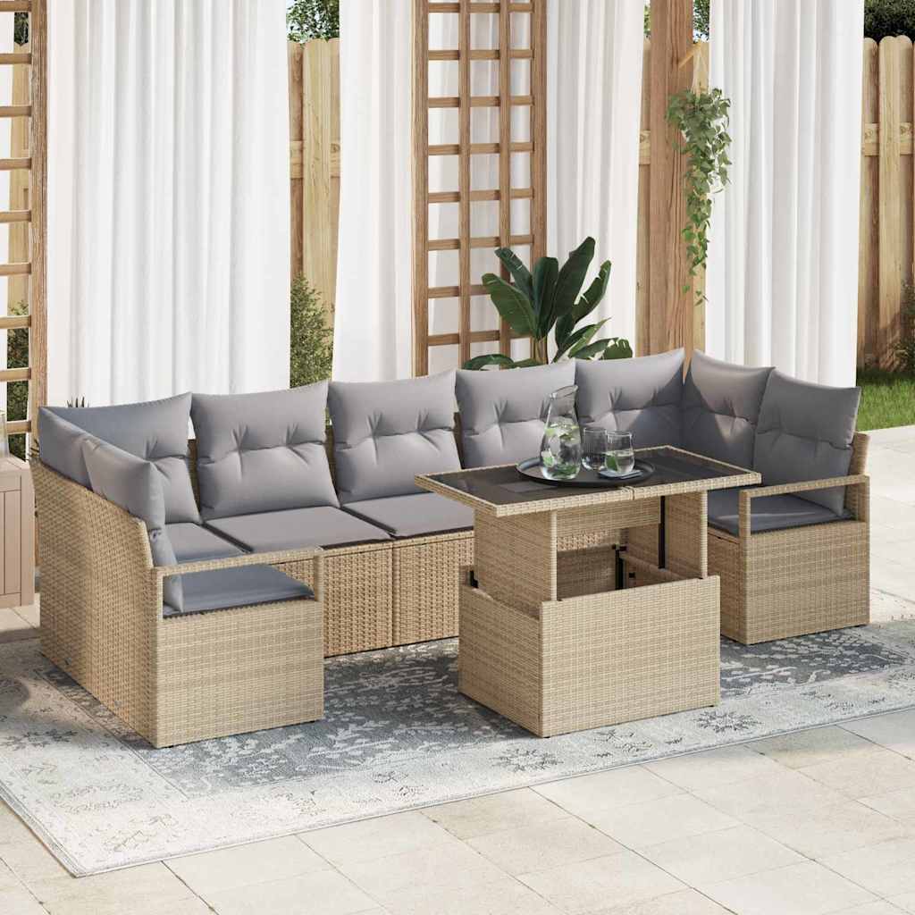 Tuin Sofa Set 8 st 7-Aantal zitplaatsen Beige en Licht Grijs