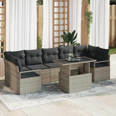 Tuin Sofa Set 8 st 7-Aantal zitplaatsen Lichtgrijs poly rattan