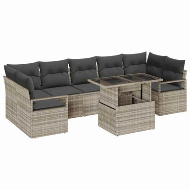 Tuin Sofa Set 8 st 7-Aantal zitplaatsen Lichtgrijs poly rattan
