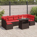 Tuin Sofa Set 8 st 7-Aantal zitplaatsen Bruin en Rood