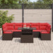 Tuin Sofa Set 8 st 7-Aantal zitplaatsen Bruin en Rood