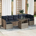 Tuin Sofa Set 8 st 7-Aantal zitplaatsen Grijs en Marineblauw