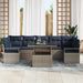 Tuin Sofa Set 8 st 7-Aantal zitplaatsen Grijs en Marineblauw