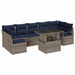 Tuin Sofa Set 8 st 7-Aantal zitplaatsen Grijs en Marineblauw