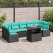 Tuin Sofa Set 8 st 7-Aantal zitplaatsen Zwart en Blauw