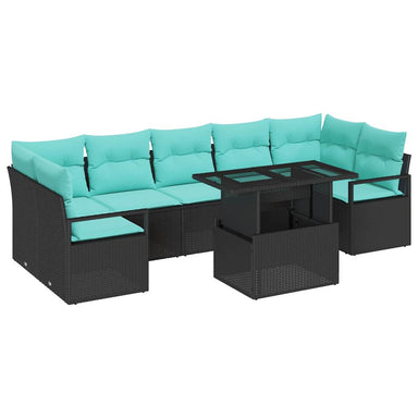 Tuin Sofa Set 8 st 7-Aantal zitplaatsen Zwart en Blauw