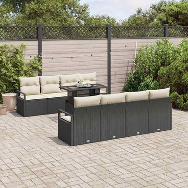 Tuin Sofa Set 9 st 6-Aantal zitplaatsen Zwart en Crème