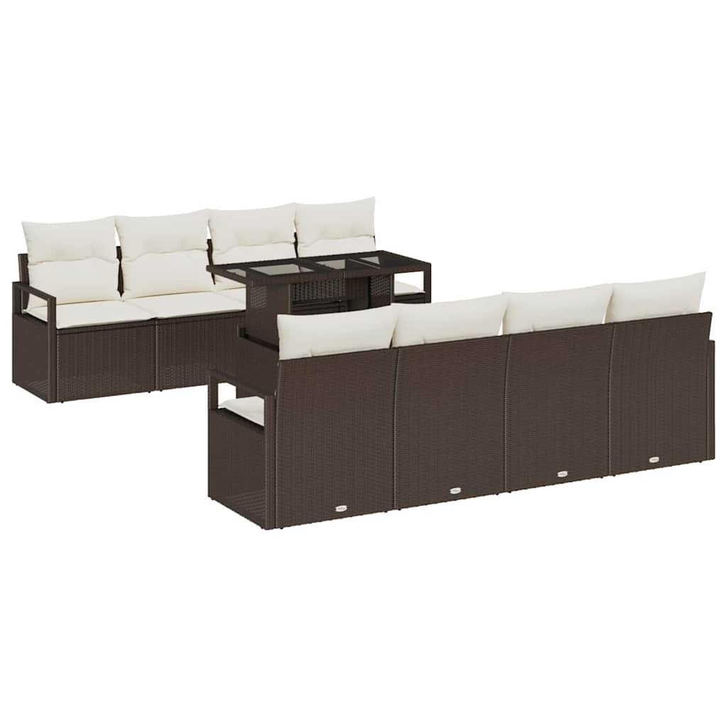 Tuin Sofa Set 9 st 6-Aantal zitplaatsen Bruin en Crème