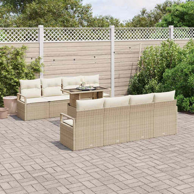 Tuin Sofa Set 9 st 6-Aantal zitplaatsen Beige en Crème