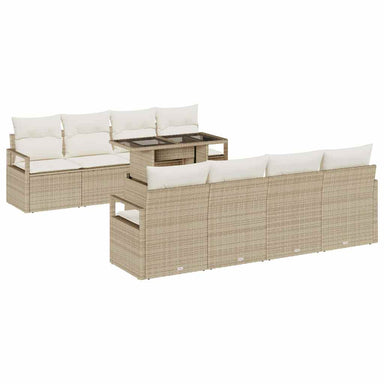 Tuin Sofa Set 9 st 6-Aantal zitplaatsen Beige en Crème
