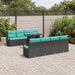 Tuin Sofa Set 9 st 6-Aantal zitplaatsen Zwart en Blauw