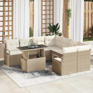 Tuin Sofa Set 9 st 8-Aantal zitplaatsen Beige en Crème