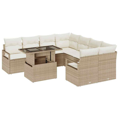 Tuin Sofa Set 9 st 8-Aantal zitplaatsen Beige en Crème