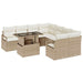 Tuin Sofa Set 9 st 8-Aantal zitplaatsen Beige en Crème