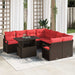 Tuin Sofa Set 9 st 8-Aantal zitplaatsen Bruin en Rood