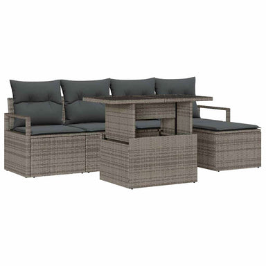 Tuin Sofa Set 6 st Grijs poly rattan