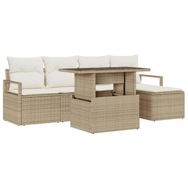 Tuin Sofa Set 6 st Beige en Crème poly rattan