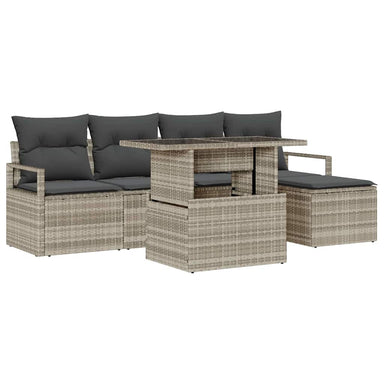 Tuin Sofa Set 6 st Lichtgrijs poly rattan
