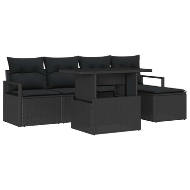Tuin Sofa Set 6 st Zwart poly rattan
