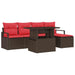 Tuin Sofa Set 6 st Bruin en Rood poly rattan
