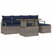 Tuin Sofa Set 6 st Grijs en Marineblauw poly rattan