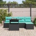 Tuin Sofa Set 6 st Zwart en Blauw poly rattan