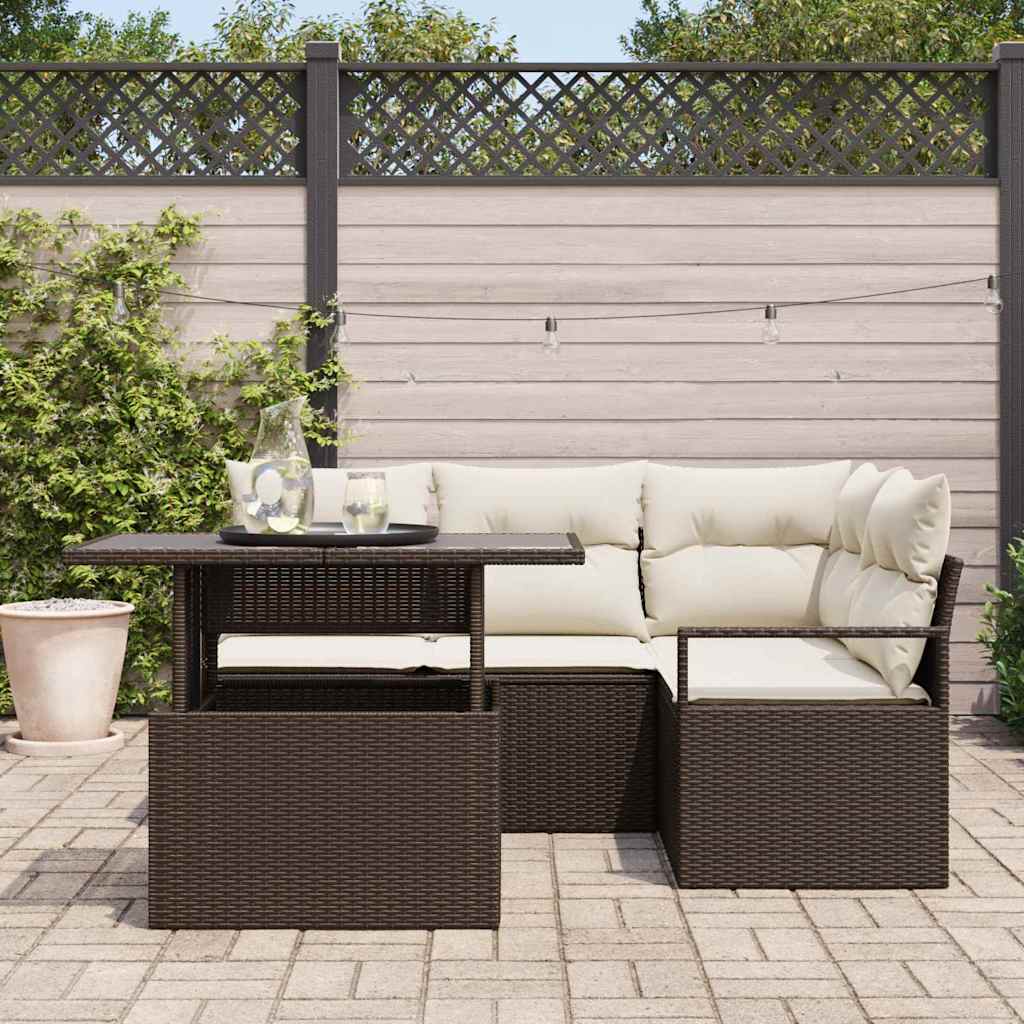 Tuin Sofa Set 5 st 4-Aantal zitplaatsen Bruin en Crème