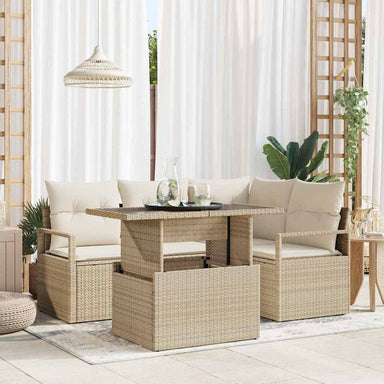 Tuin Sofa Set 5 st 4-Aantal zitplaatsen Beige en Crème