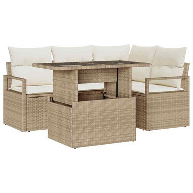 Tuin Sofa Set 5 st 4-Aantal zitplaatsen Beige en Crème