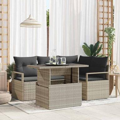 Tuin Sofa Set 5 st 4-Aantal zitplaatsen Lichtgrijs poly rattan