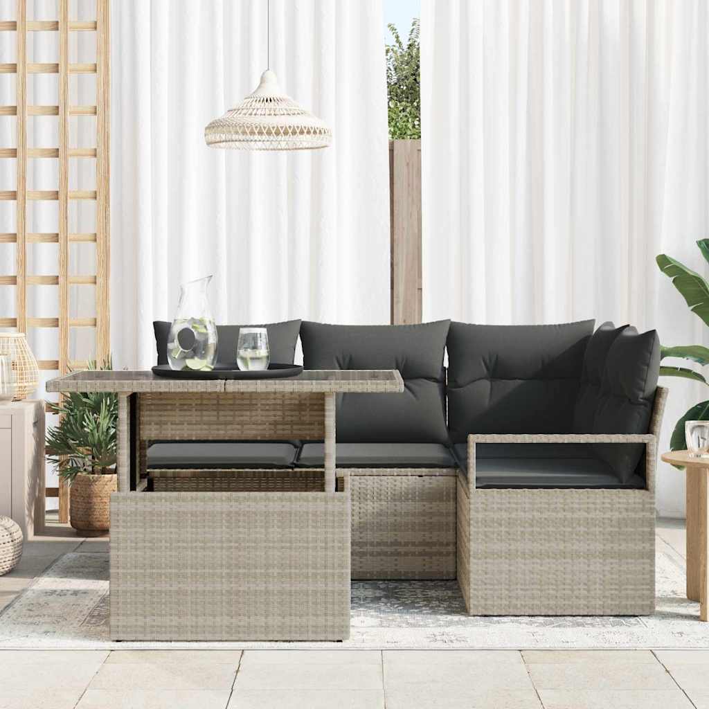Tuin Sofa Set 5 st 4-Aantal zitplaatsen Lichtgrijs poly rattan