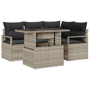 Tuin Sofa Set 5 st 4-Aantal zitplaatsen Lichtgrijs poly rattan