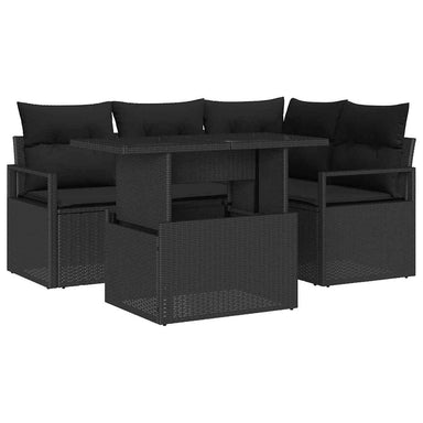 Tuin Sofa Set 5 st 4-Aantal zitplaatsen Zwart poly rattan