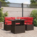 Tuin Sofa Set 5 st 4-Aantal zitplaatsen Bruin en Rood