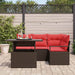 Tuin Sofa Set 5 st 4-Aantal zitplaatsen Bruin en Rood