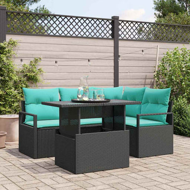 Tuin Sofa Set 5 st 4-Aantal zitplaatsen Zwart en Blauw