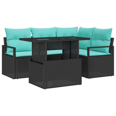 Tuin Sofa Set 5 st 4-Aantal zitplaatsen Zwart en Blauw
