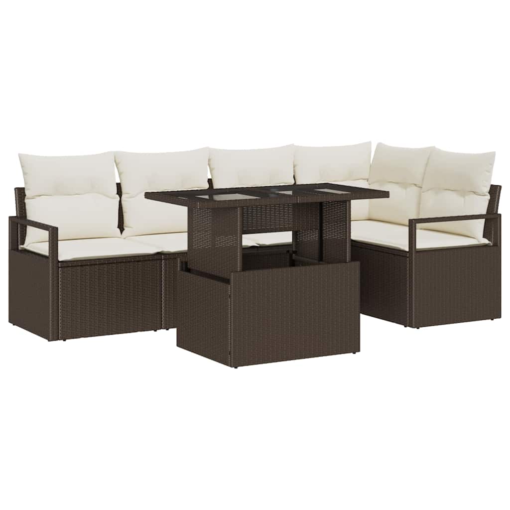 Tuin Sofa Set 6 st 5-Aantal zitplaatsen Bruin en Crème