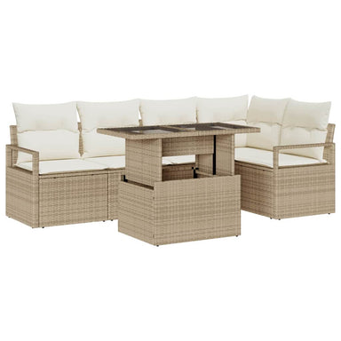 Tuin Sofa Set 6 st 5-Aantal zitplaatsen Beige en Crème