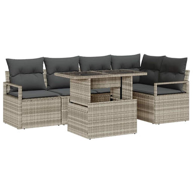Tuin Sofa Set 6 st 5-Aantal zitplaatsen Lichtgrijs poly rattan