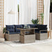 Tuin Sofa Set 6 st 5-Aantal zitplaatsen Grijs en Marineblauw